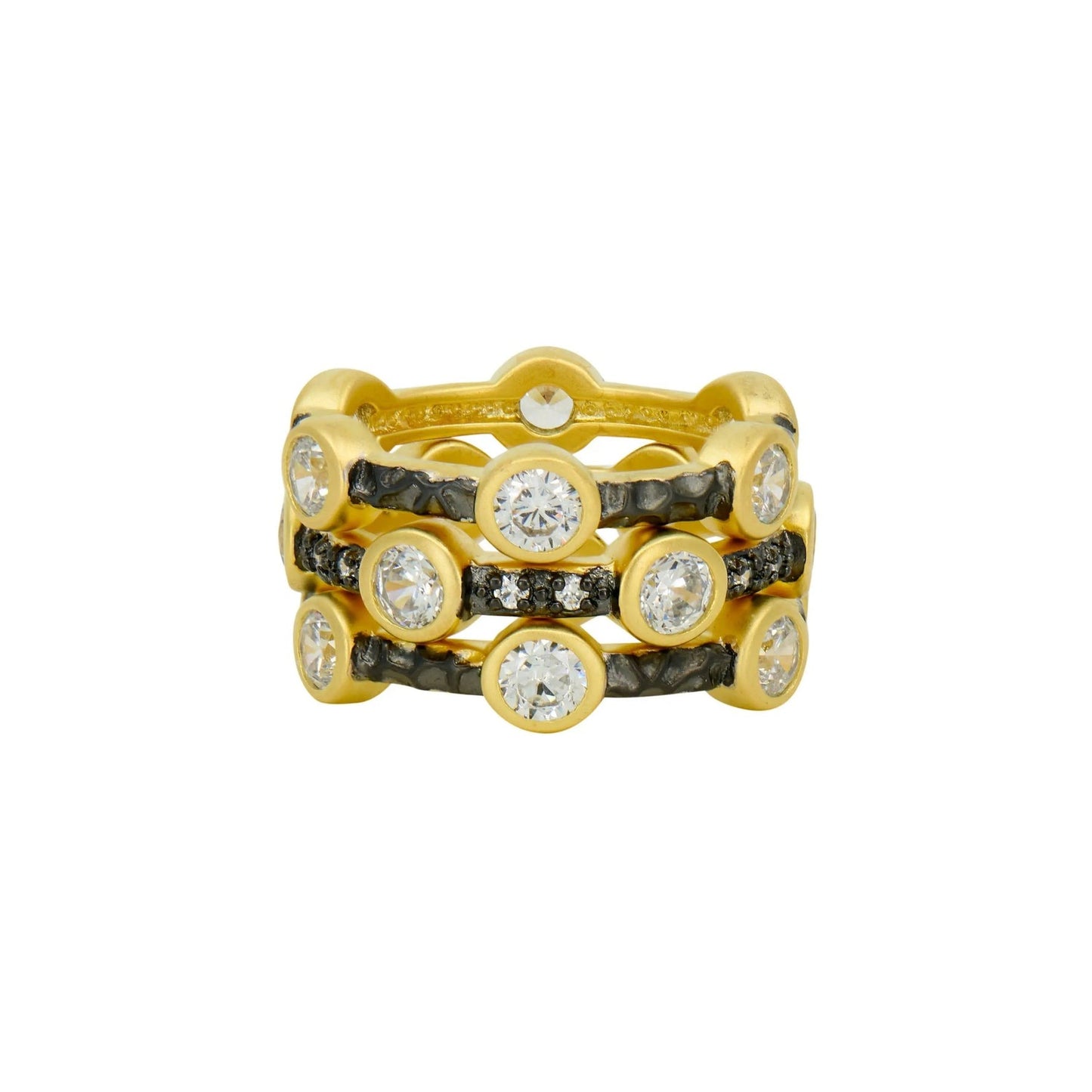 Sterling Silver 14k Gold plated 3 bands stackable size 7