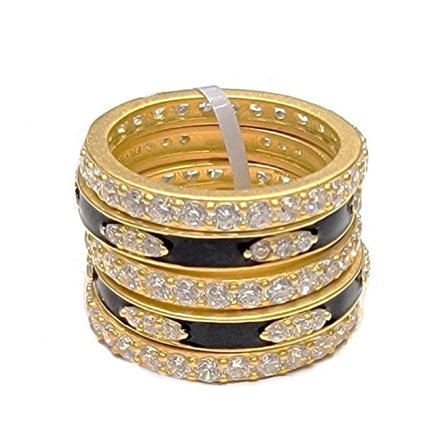 Sterling Silver and 14k Gold Plated Stackable Rings, Size 6.0