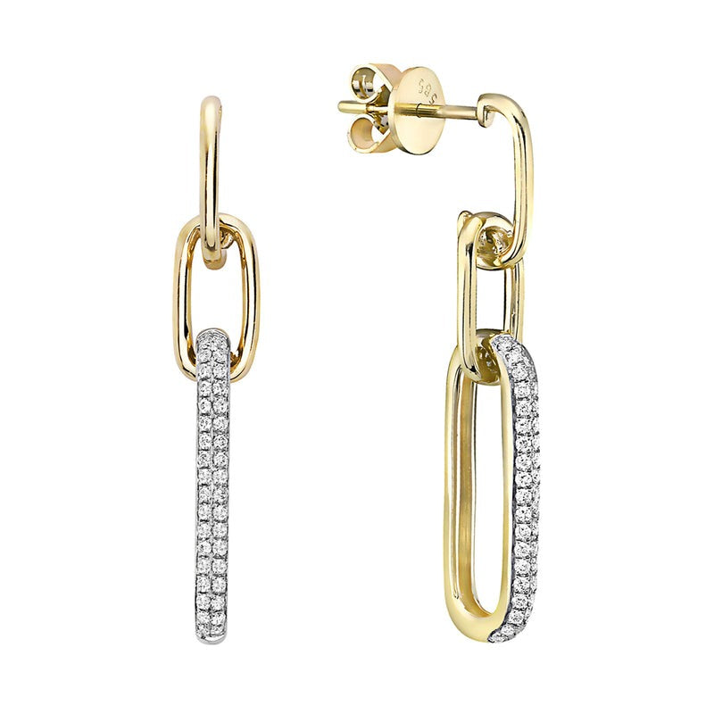 14k Yellow Gold 0.29Ct Diamond Dangle Earring with 76 Diamonds