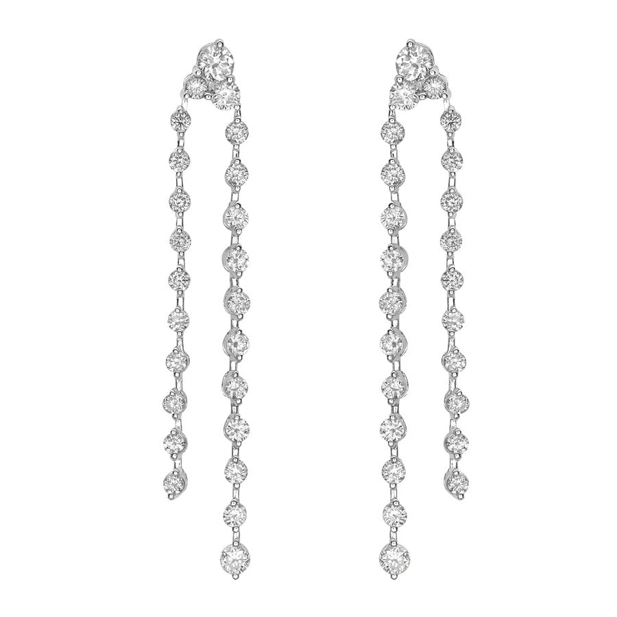 14k White Gold 0.82Ct Double Drop Diamond Earring with 48 Diamonds