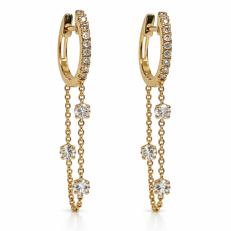 14k Yellow Gold 0.38Ct Diamond Dangle Earring with 24 diamonds
