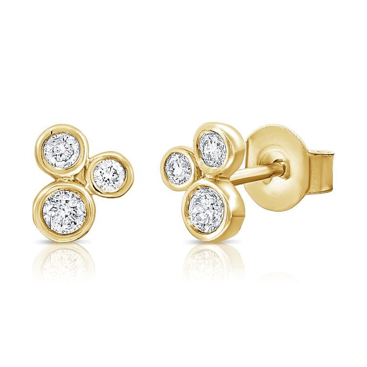14k Yellow Gold 0.25Ct Diamond Stud Earring with 6 Diamonds