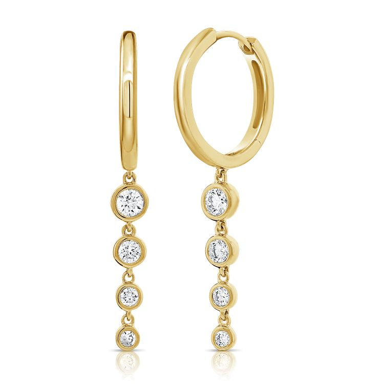 14k Yellow Gold 0.41Ct Diamond Dangle Earring with 8 Diamonds