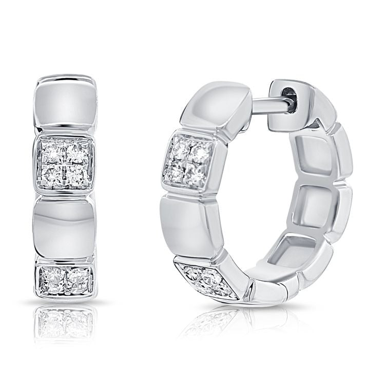 14k Gold 0.18Ct Diamond Huggie Earring with 16 Diamonds, available in White, Rose and Yellow Gold
