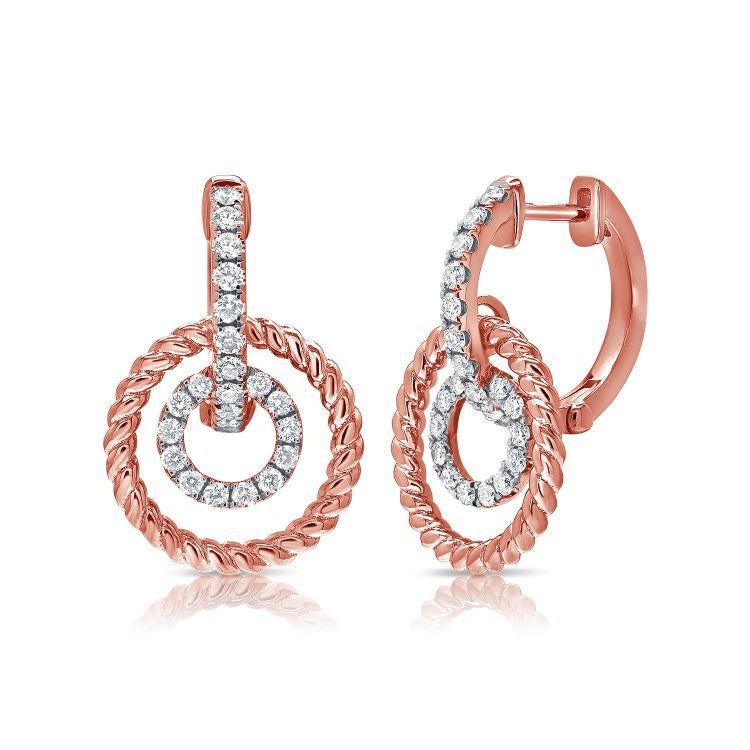 14k Two Tone 0.52Ct Diamond Dangle Earring with 44 Diamonds