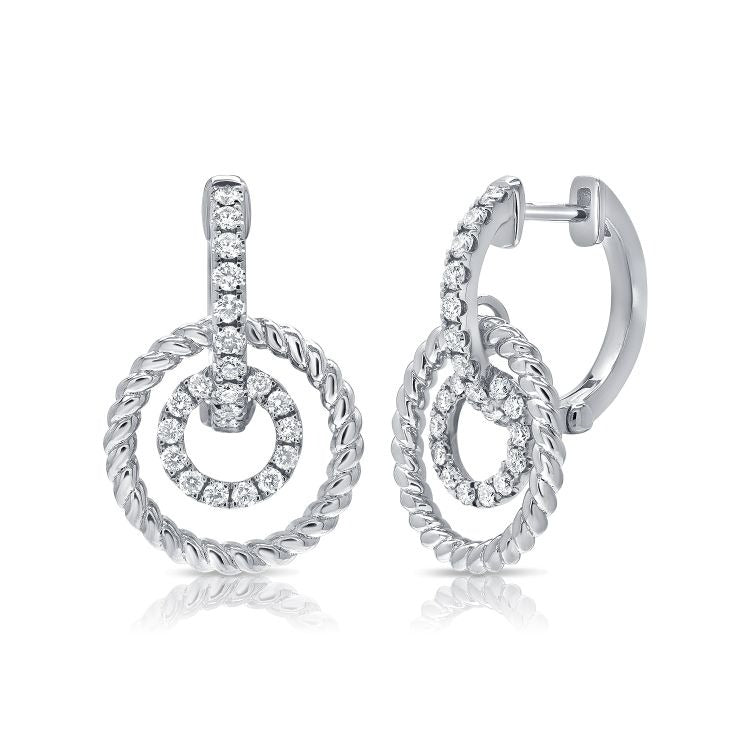 14k Two Tone 0.52Ct Diamond Dangle Earring with 44 Diamonds