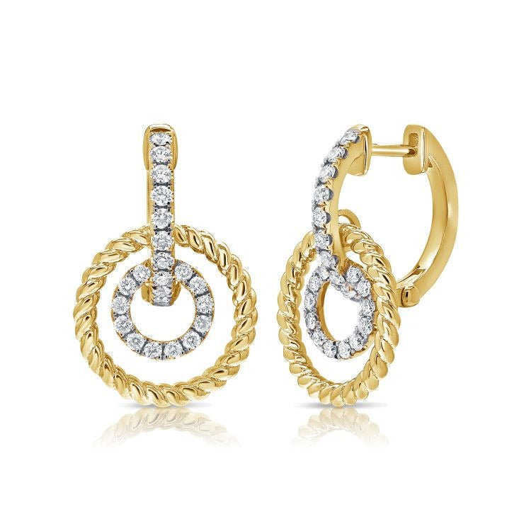 14k Two Tone 0.52Ct Diamond Dangle Earring with 44 Diamonds