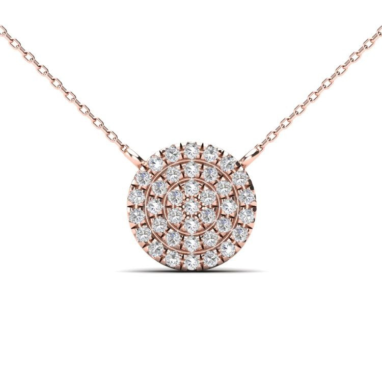 14k Gold Pave Diamond Circle Necklace, available in Several Sizes and in White, Rose and Yellow Gold