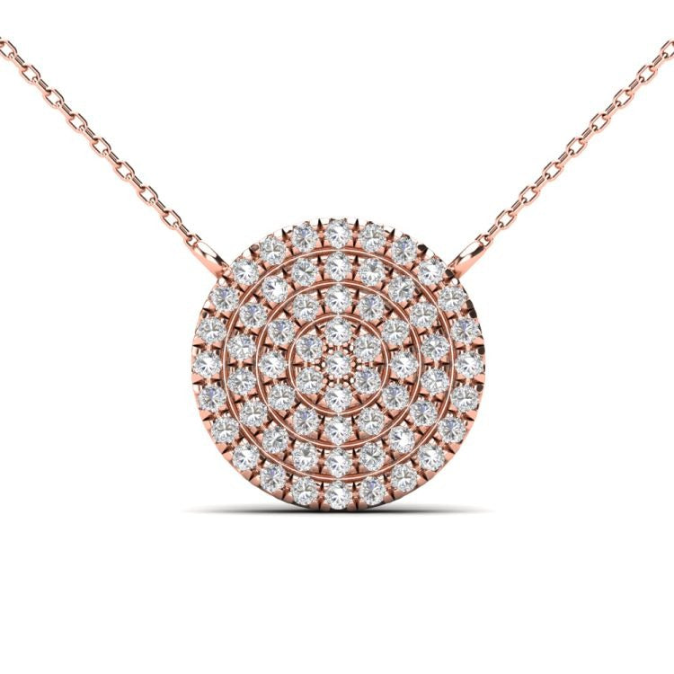 14k Gold Pave Diamond Circle Necklace, available in Several Sizes and in White, Rose and Yellow Gold