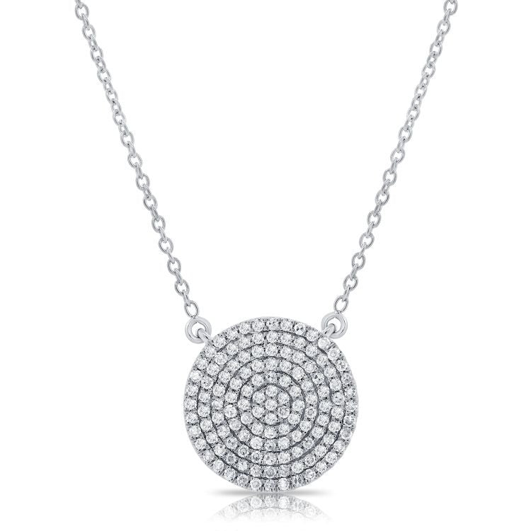 14k Gold Pave Diamond Circle Necklace, available in Several Sizes and in White, Rose and Yellow Gold