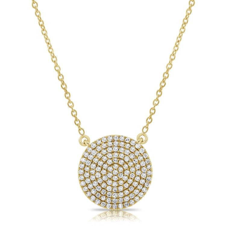 14k Gold Pave Diamond Circle Necklace, available in Several Sizes and in White, Rose and Yellow Gold