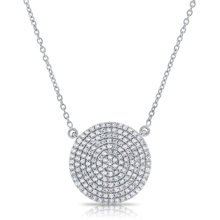 14k Gold Pave Diamond Circle Necklace, available in Several Sizes and in White, Rose and Yellow Gold