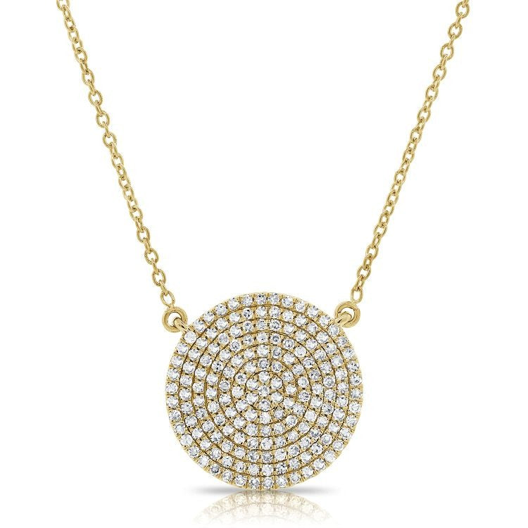 14k Gold Pave Diamond Circle Necklace, available in Several Sizes and in White, Rose and Yellow Gold
