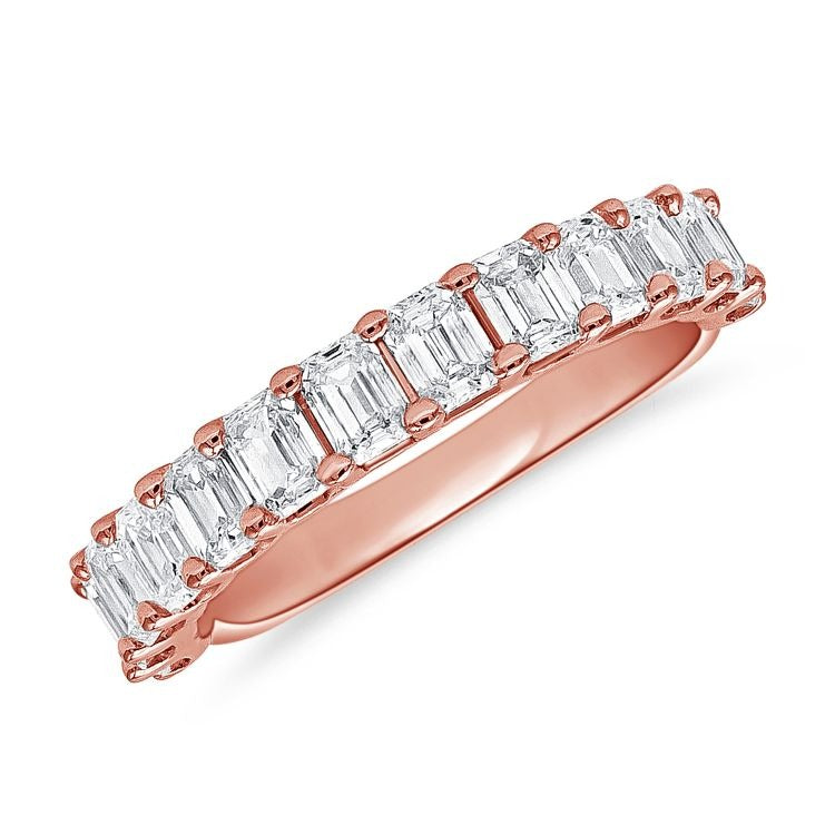 14k Gold 1.93Ct Emerald Cut Diamond Band with 13 Diamonds, available in White, Rose and Yellow Gold