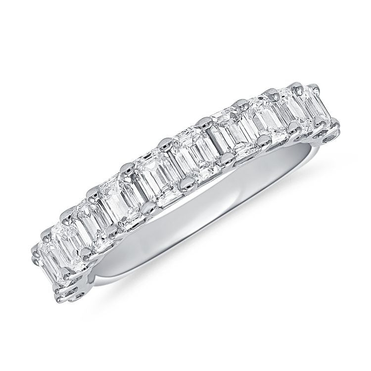 14k Gold 1.93Ct Emerald Cut Diamond Band with 13 Diamonds, available in White, Rose and Yellow Gold