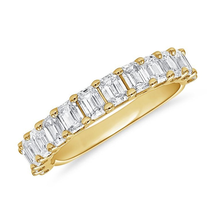 14k Gold 1.93Ct Emerald Cut Diamond Band with 13 Diamonds, available in White, Rose and Yellow Gold