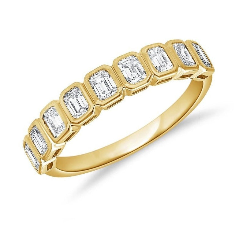 14kt Yellow Gold 9 Emerald Cut Diamond Band, Total Carat Weight 0.84Ct