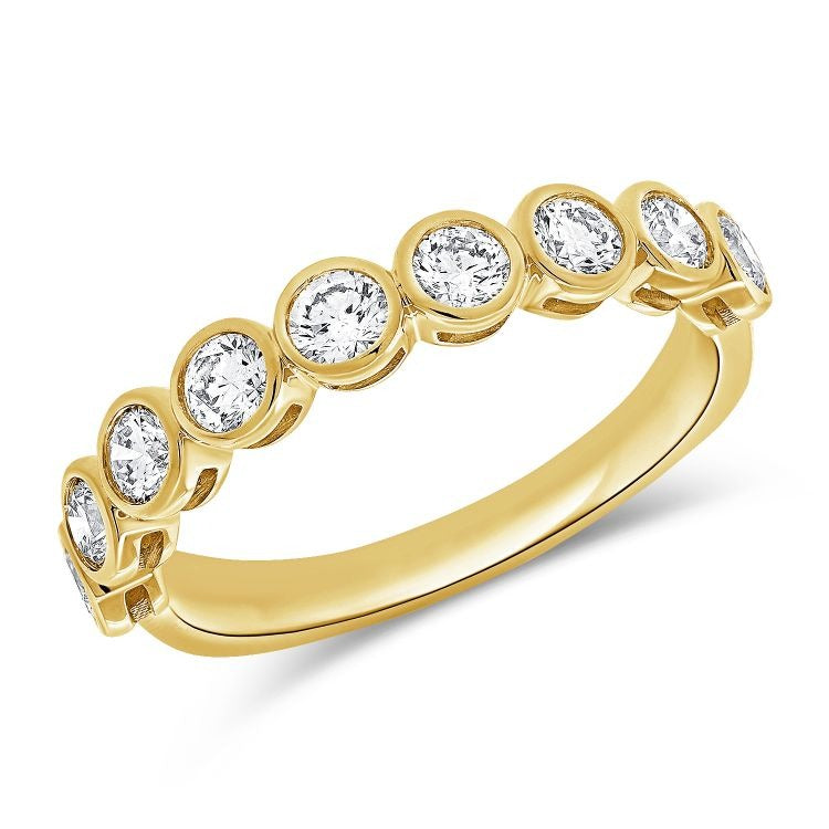 14Kt Yellow Gold 0.74Ct Bezel Set Diamond Band with 9 Diamonds
