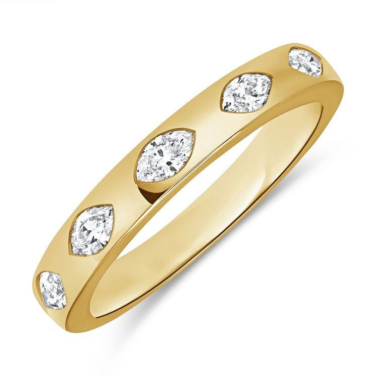 14kt Yellow Gold 0.39Ct 5 Marquise Diamond Band size 6.0