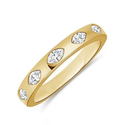 14kt Yellow Gold 0.39Ct 5 Marquise Diamond Band size 6.0