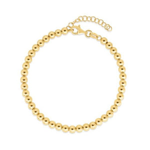 14K Yellow Gold 7 Inch 4mm Bead Chain with Lobster Clasp. Includes 1 Inch Extender