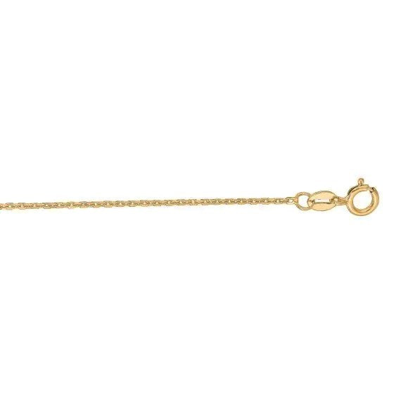 14K Gold 1.1mm Diamond Cut Cable Chain with Spring Ring Clasp , available in White and Yellow Gold
