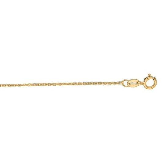 14K Gold 1.1mm Diamond Cut Cable Chain with Spring Ring Clasp , available in White and Yellow Gold