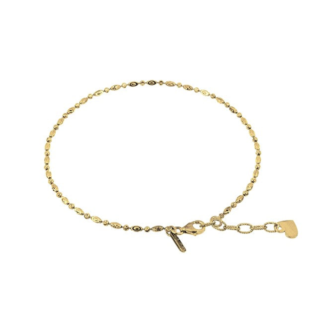 Sterling Silver Gold Plated Alternating Large and Small Beaded Anklet