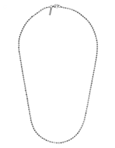 Sterling Silver Rhodium Plated Beaded Design Moon 18 Inches Necklace