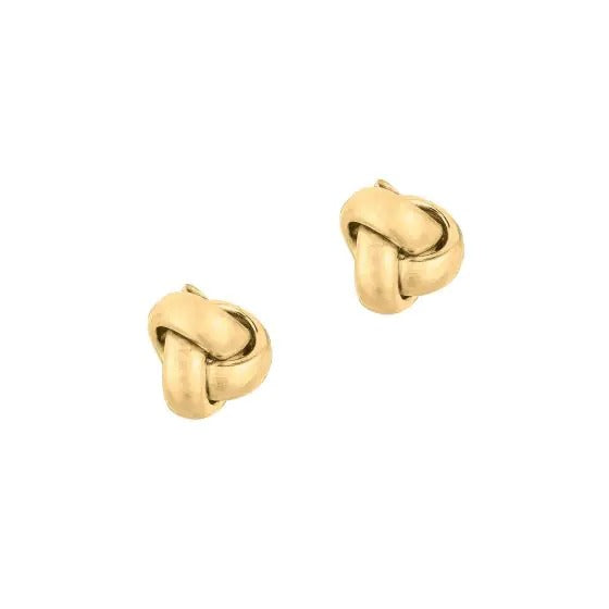 14K Gold Mini Classic Polished Love Knot Stud Earring, Available in White and Yellow Gold
