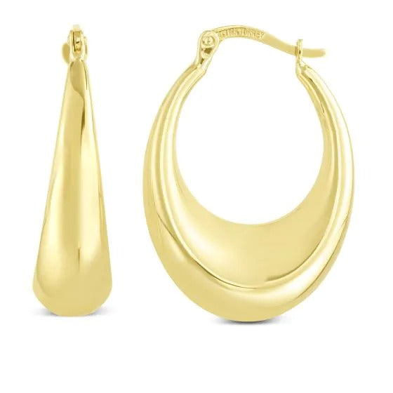 14K Yellow Gold Polished Puff Hoop