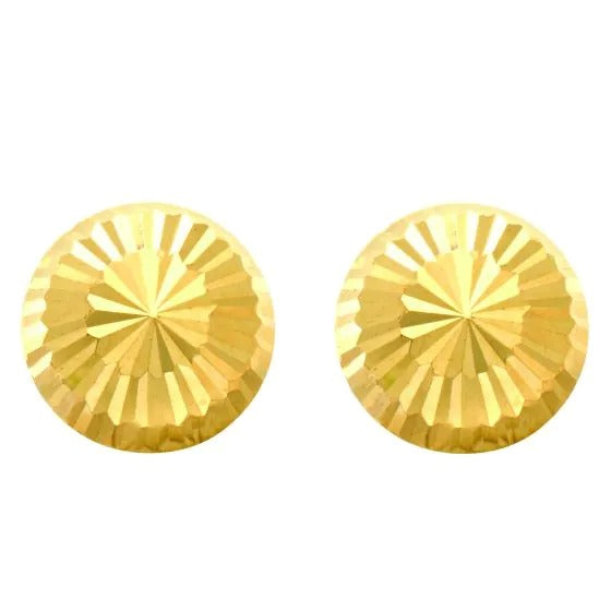 14K Yellow Gold Large 8mm Diamond Cut Burst Post Earring