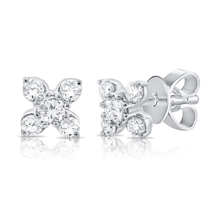14k White Gold 0.26Ct Diamond X Earring with 10 Diamonds
