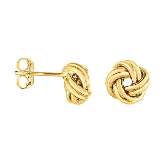 14K Yellow Gold Medium Multi-Row Love Knot Stud Earring