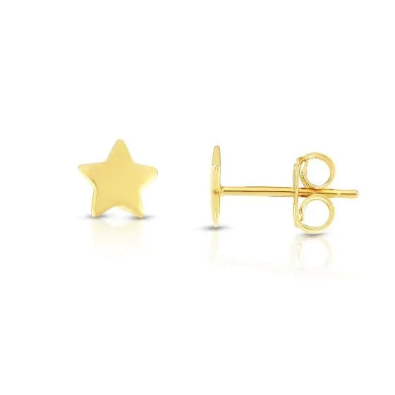 14k Yellow Gold Star Stud Earring