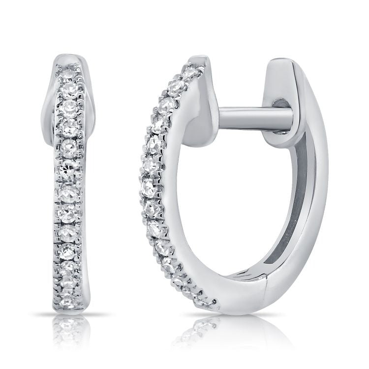 14k White Gold 0.07ct (28) Diamond Huggie Earring