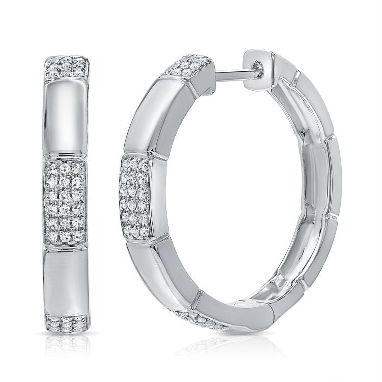 14k Gold 0.21Ct Diamond Hoop Earring with 78 Diamonds, available in White, Rose and Yellow Gold