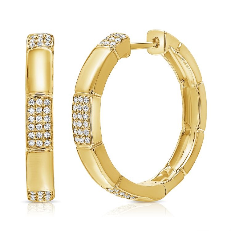 14k Gold 0.21Ct Diamond Hoop Earring with 78 Diamonds, available in White, Rose and Yellow Gold