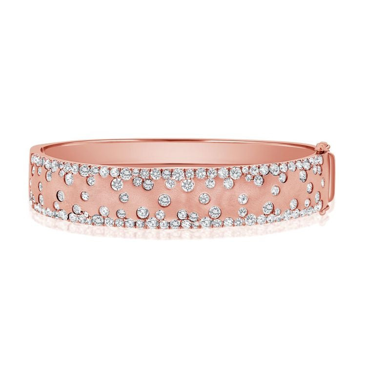 14k Gold 4.20Ct Diamond Bangle Bracelet with 119 Diamonds, available in White, Rose and Yellow Gold