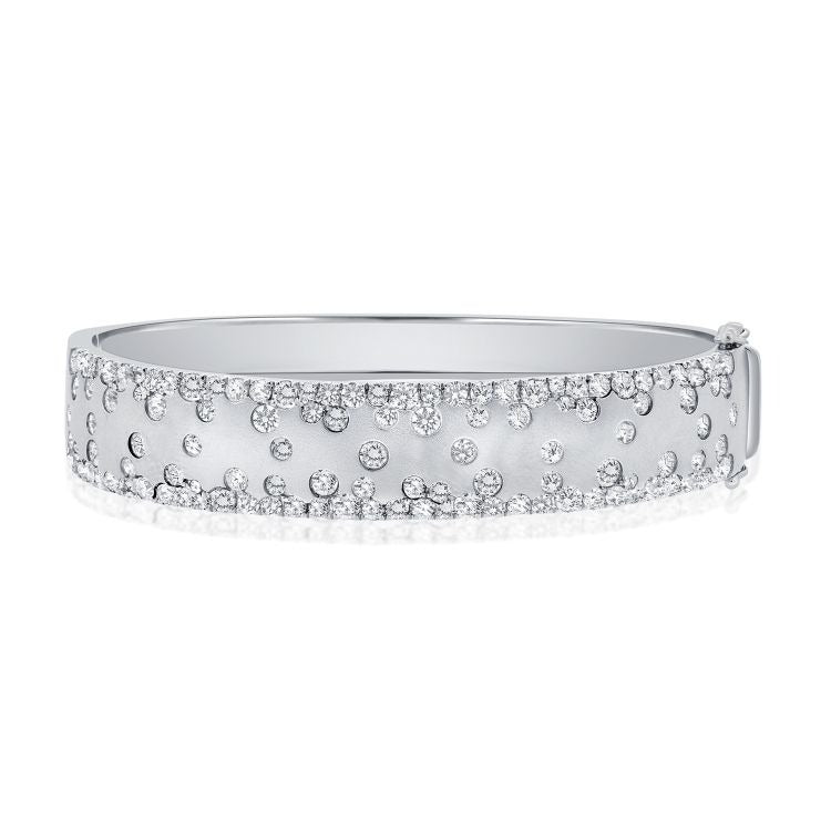 14k Gold 4.20Ct Diamond Bangle Bracelet with 119 Diamonds, available in White, Rose and Yellow Gold