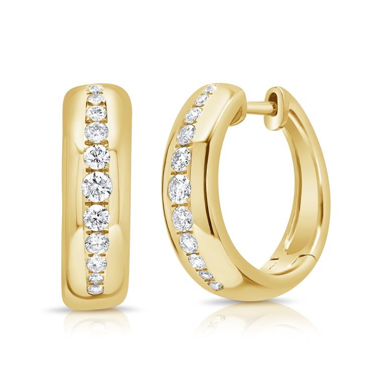 14k Yellow Gold 0.37Ct Diamond Huggie Earring with 22 Diamonds