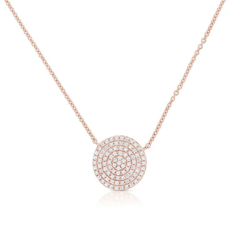 14k Gold Pave Diamond Circle Necklace, available in Several Sizes and in White, Rose and Yellow Gold