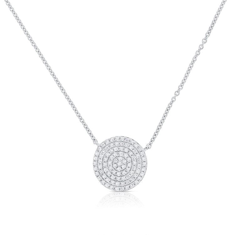 14k Gold Pave Diamond Circle Necklace, available in Several Sizes and in White, Rose and Yellow Gold
