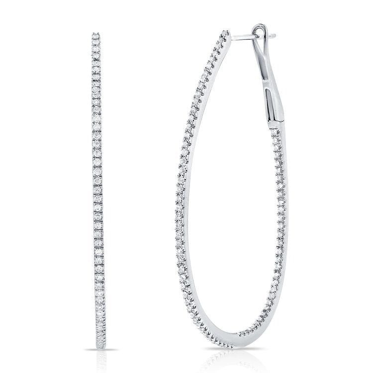 14K White Gold 0.60Ct (156) Diamond Hoop Earring