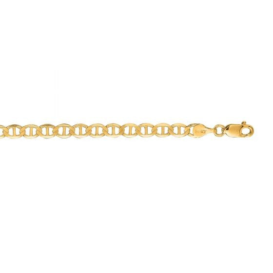 14K Yellow Gold 7 Inch 4.5mm Mariner Chain Bracelet with Lobster Lock