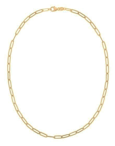 14K Yellow Gold 4mm Wide Paperclip Chain with Lobster Clasp 7.25 Inch Long