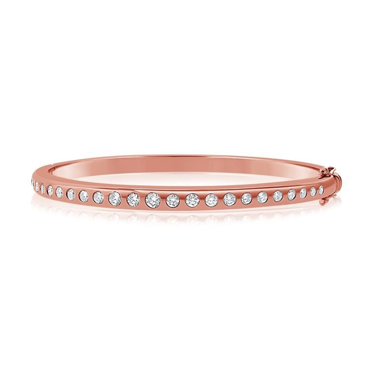 14k Gold 1.32ct Diamond Bangle Bracelet, available in White, Rose and Yellow Gold