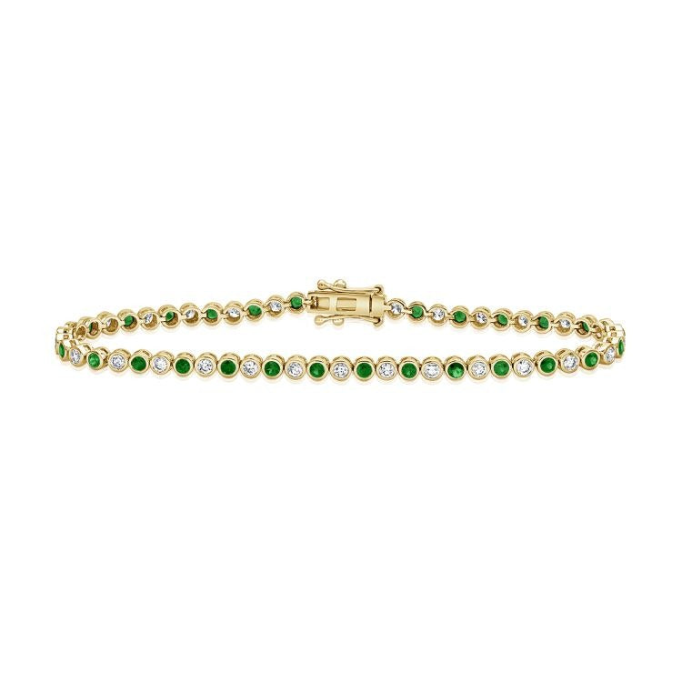 14k Yellow Gold 1.51Ct Emerald, 1.19Ct Diamond Bracelet
