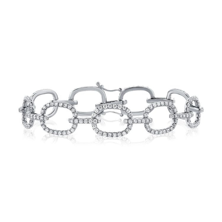14k Gold 4.06Ct Diamond Link Bracelet with 253 Diamonds, Available in White, Rose and Yellow Gold