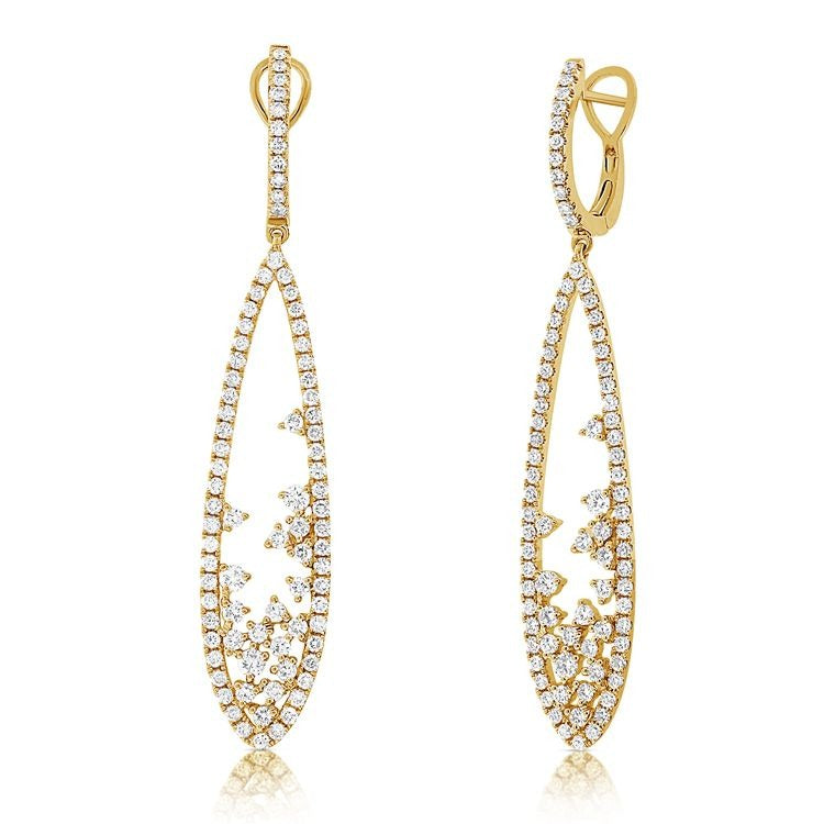 14k Gold 2.12Ct Diamond Dangle Earring with 168 Diamonds, available in White, Rose and Yellow Gold